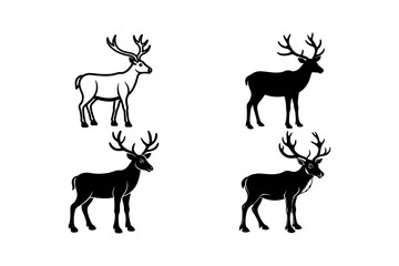 set of deer silhouettes