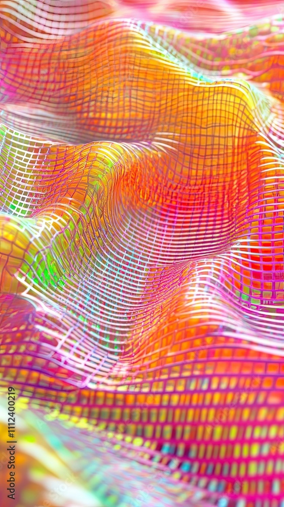 Poster abstract colorful gridded fabric wave pattern