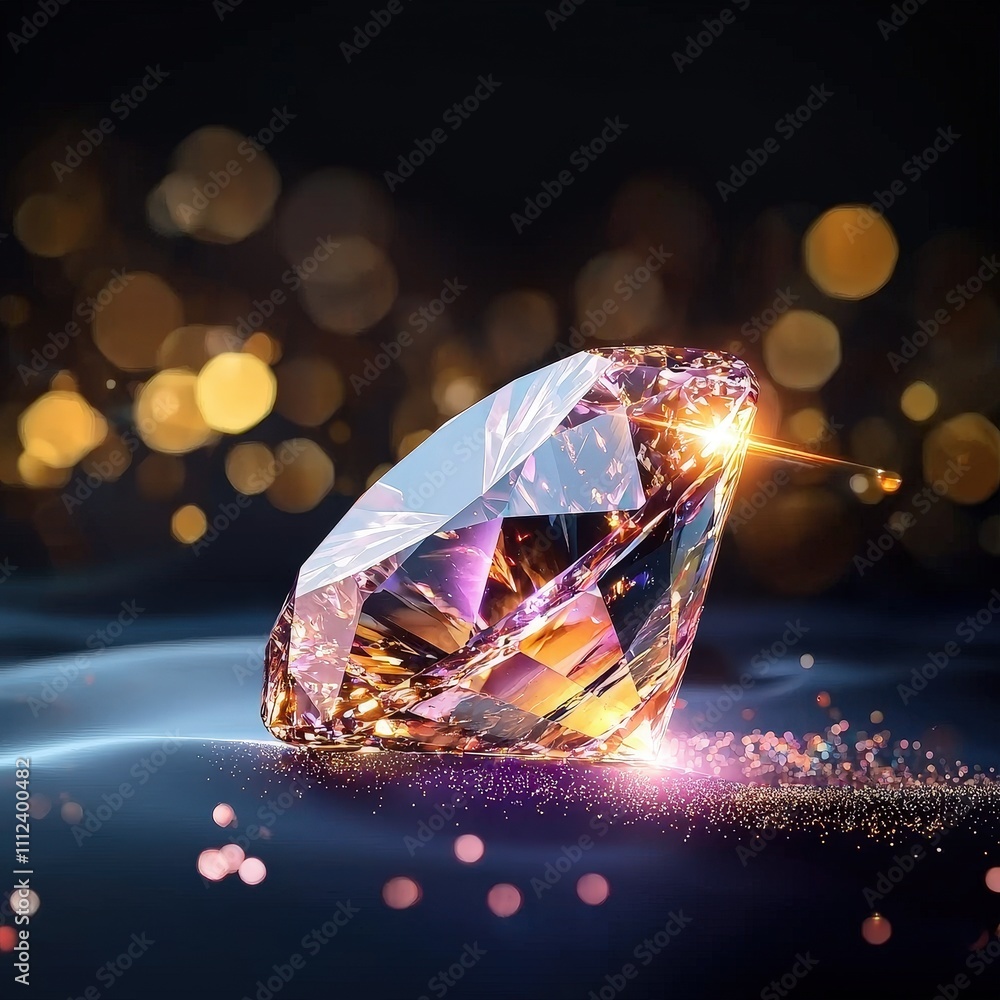 Poster a large gemstone sparkling with visible price tags and glowing intrinsic worth