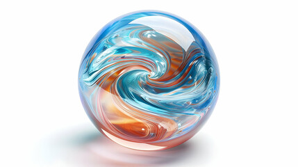 Abstract 3D Egg Illustration: Swirling Blue and Orange Hues