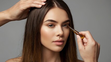 Obraz premium oman_applying_serum_or_oil_to_ends_of_hair