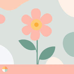 Stylish minimalistic flower illustration on a light pastel background with abstract shapes