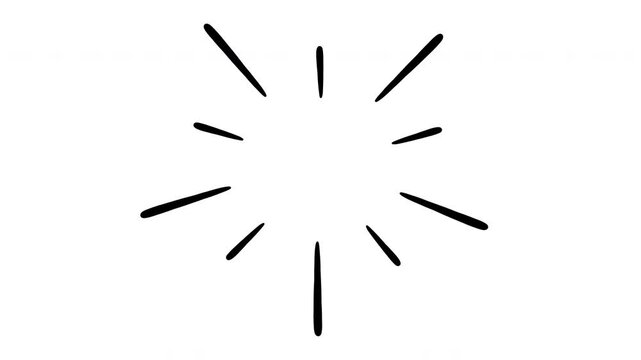 Doodle accent marks in a star shape, loopable hand drawn animation on a white background 