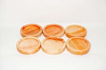 Wooden Plate isolated on white background with a 45 degree angle setup