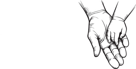holding hand of father and child vector illustration