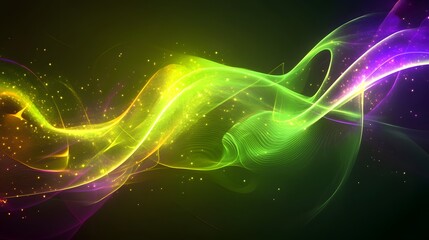 Fototapeta premium Abstract Colorful Waves with Glowing Particles