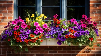 Fototapeta premium box window flower boxes