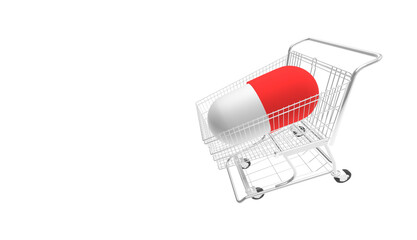 medicine capsule  shopping cart