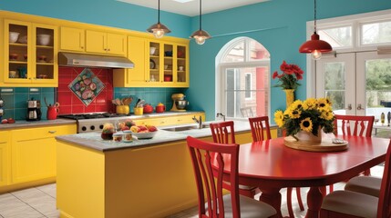 turquoise colorful kitchen