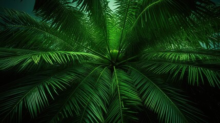 trunk green palm trees