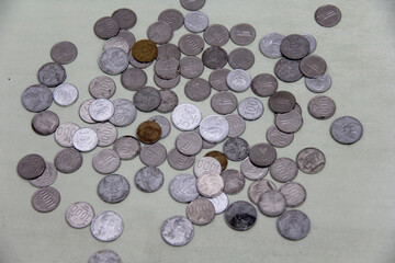 Republic of Indonesia rupiah coins placed randomly
