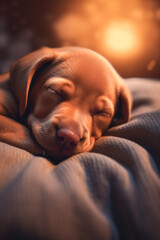 brown puppy sleeping Generative AI