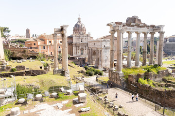 Naklejka premium different buildings in the old town of rome