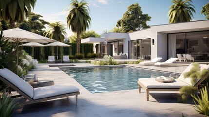 Fototapeta premium pool house back yard