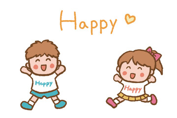 Fototapeta premium Happy, smiling, cheerful boys and girls.