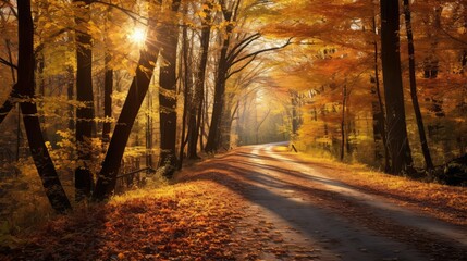 leaves fall foliage road
