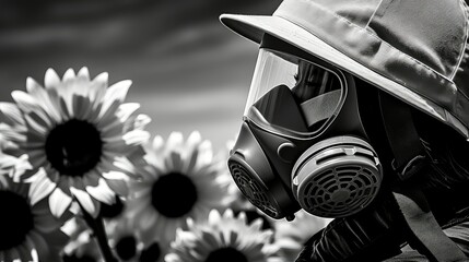 Fototapeta premium monochrome sunflower black and white