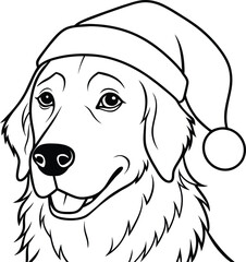 cheerful dog wearing a festive Santa hat vector illustration