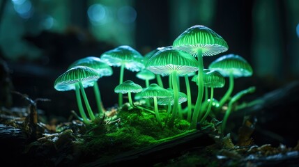 Fototapeta premium mushrooms green glow