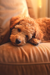 brown puppy sleeping Generative AI
