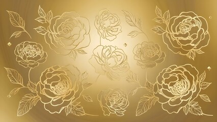 Golden floral pattern background for textile, home interior decorations and invitations card