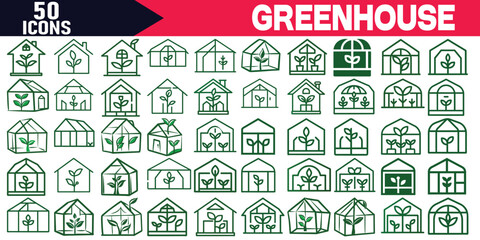  Greenhouse Line Icon Vector Illustration Simple Outline Design for Eco Friendly Projects