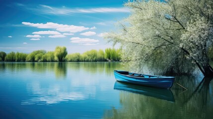 Fototapeta premium reflecting spring blue background