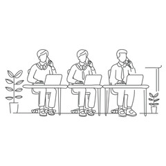 People character activity Business coworkers with laptop black and single continuous line drawing Arabian boy and girl students studying with laptop and