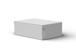 Rendered image of a wide rectangular sliding drawer box on a light background