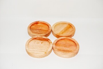 Wooden Plate isolated on white background with a 45 degree angle setup