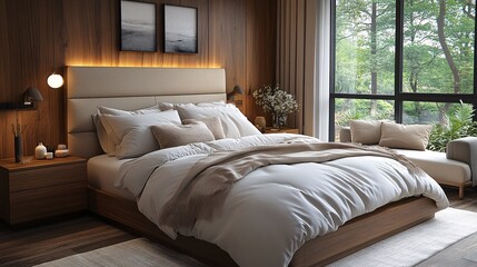 Fototapeta premium Modern Scandinavian Bedroom with Natural Light