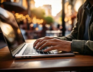 hands typing on a laptop