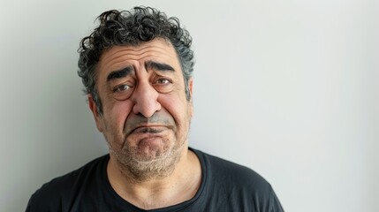 Obraz premium A middle-aged man with a puzzled expression.