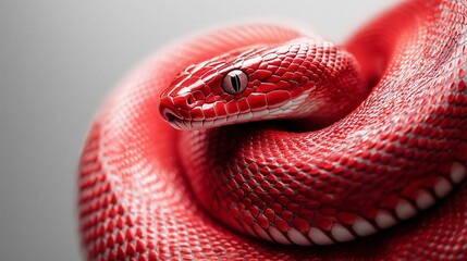 Fototapeta premium Vibrant Red Snake Curled in Artistic Pose