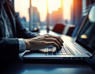hands typing on a laptop