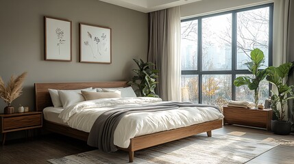 Scandinavian Walnut Furniture in Modern Bedroom Setting