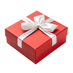 3d render red gift box isolated on transparent background cutout