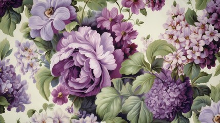 Fototapeta premium sophistication purple green floral