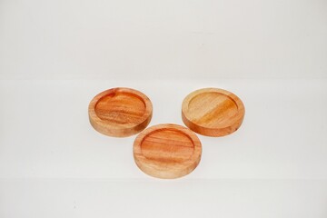 Wooden Plate isolated on white background with a 45 degree angle setup