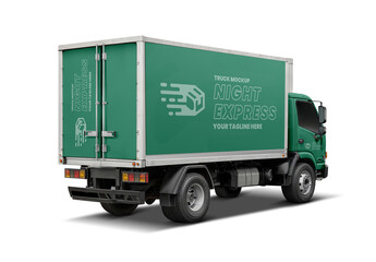 Box Truck Mockup - Back Half Side View