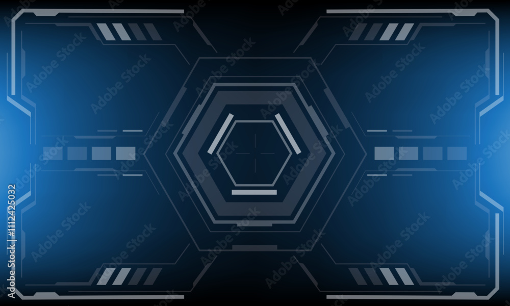 Poster hud sci-fi interface screen view white circular geometric design virtual futuristic technology creat