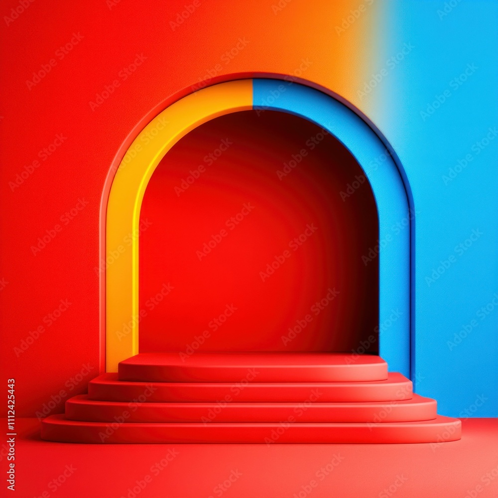 Poster geometric arch with colorful gradient background