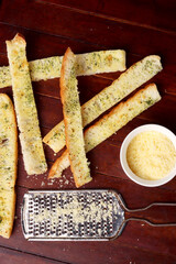 cheese parmesan cheddar french bread parsley creamy italian food photography background product art