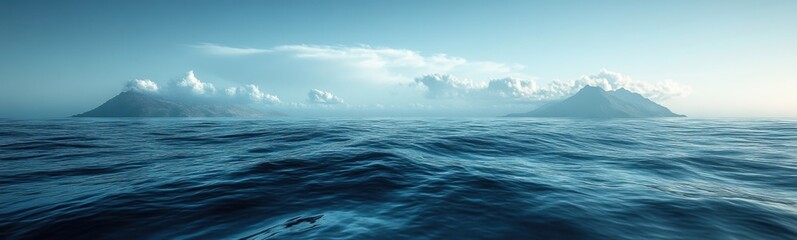 Obraz premium Large body of water with a small island in the background