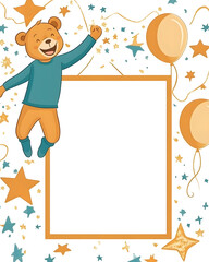 Fototapeta premium Cartoon Bears in Doodle 2D Illustrator Style, Designed for Posters, Tags, and Banners with Text Space