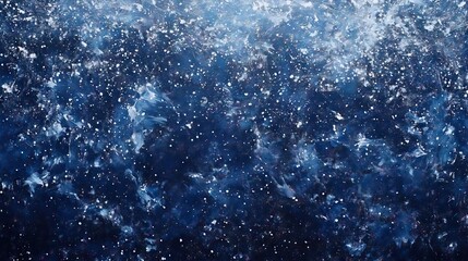 Obraz premium Abstract Christmas background with falling snowflakes and sparkling stars on blue background
