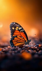 Obraz premium Majestic Monarch Butterfly with Warm Light