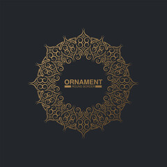 Luxury dark Gold round floral frame design