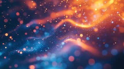 Dynamic blue and orange light burst with radiant beams and glowing particles. Ideal for sci-fi designs, energy effects, futuristic wallpapers, or light transition effects. Vibrant and eye-catching.