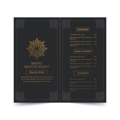 Luxury Menu restaurant with ornamental Elements.